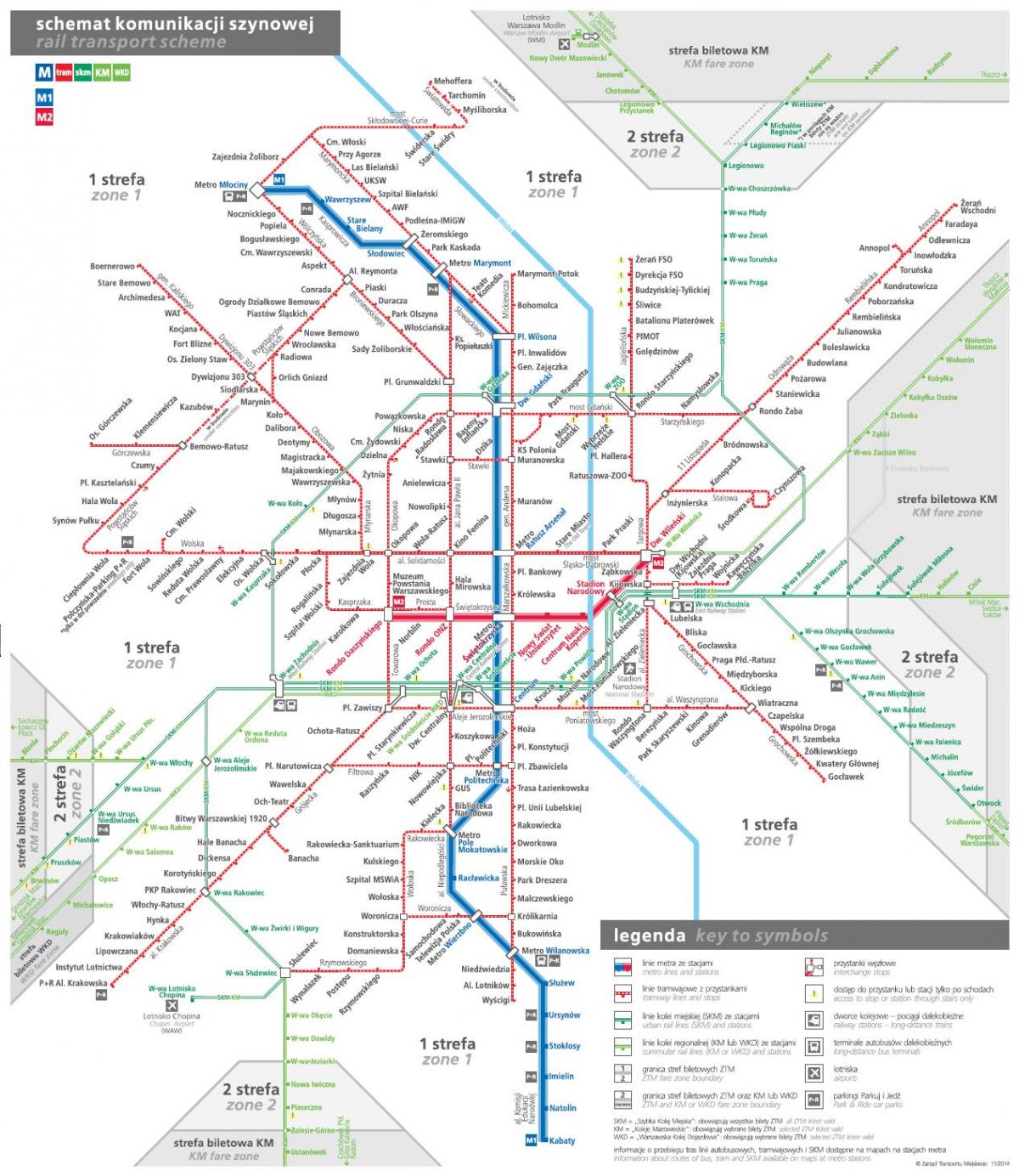 Varsovia transporte mapa