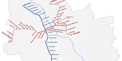 Mapa de Varsovia metro 2016