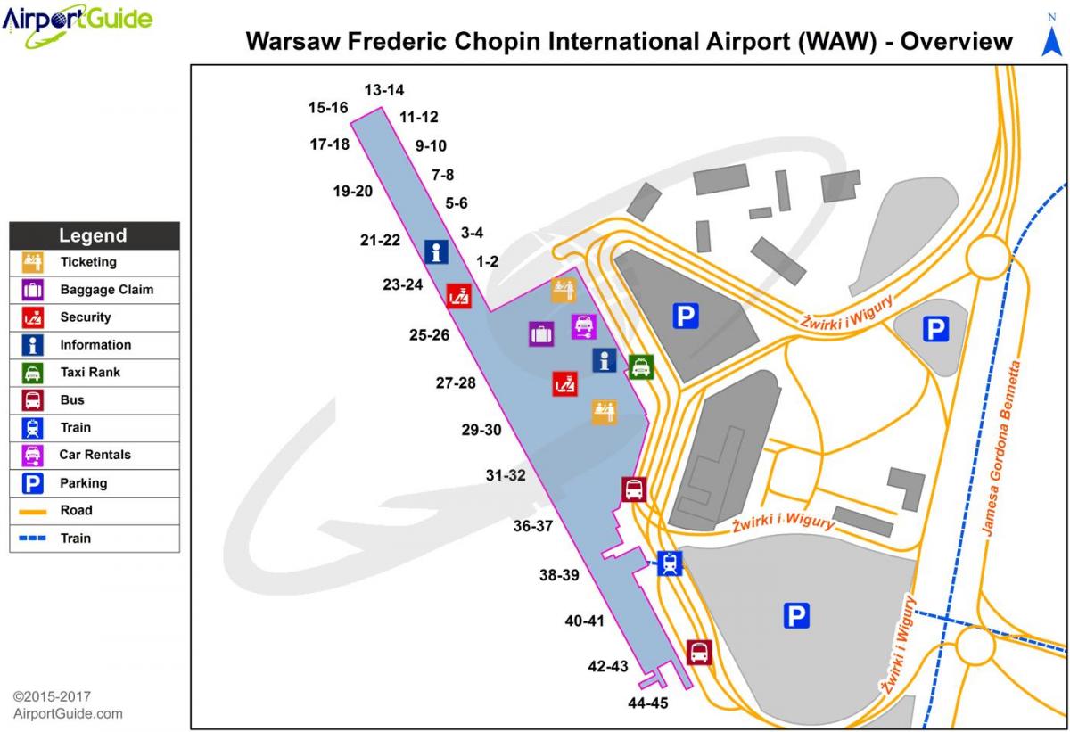 Varsovia frederic chopin aeroporto mapa
