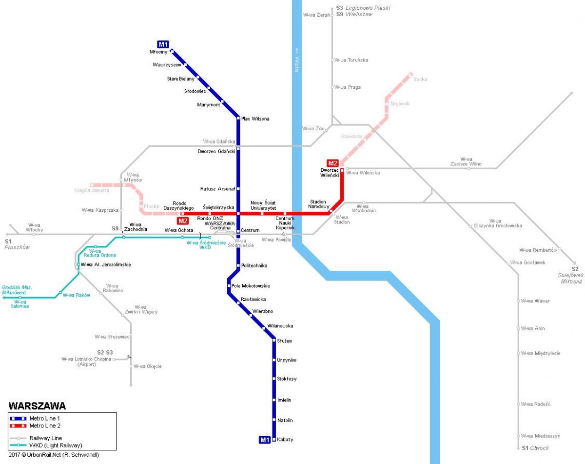 mapa metro de Varsovia, polonia