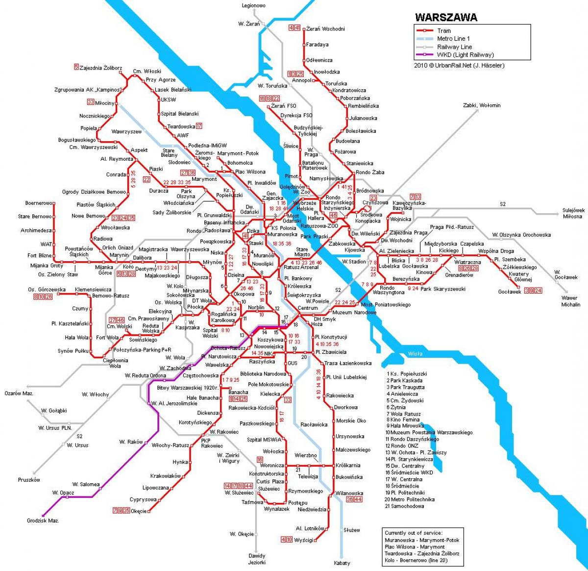 Varsovia tren mapa
